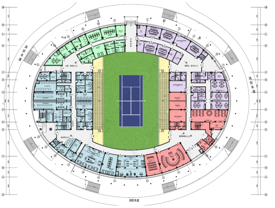 网球中心一层平面图